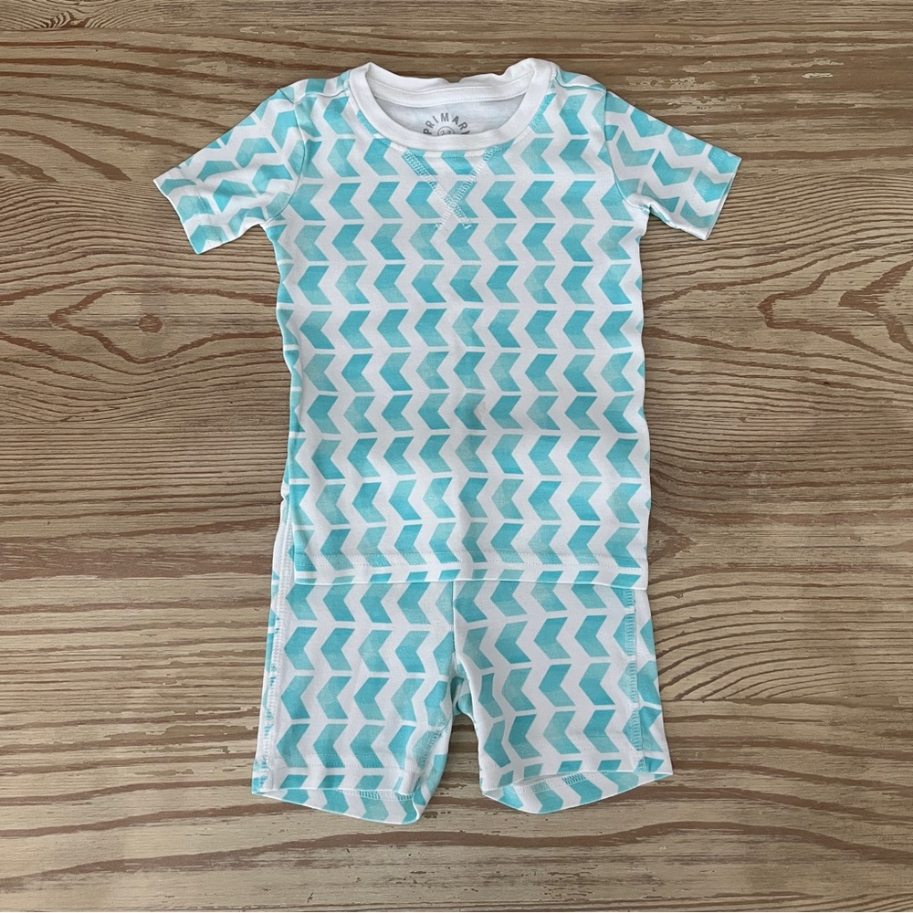 Primary Turquoise and White Chevron Pajama Set